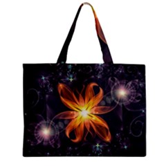 Beautiful Orange Star Lily Fractal Flower At Night Zipper Mini Tote Bag by jayaprime