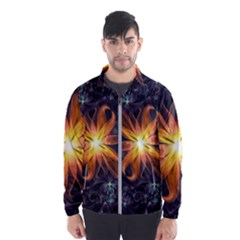 Beautiful Orange Star Lily Fractal Flower At Night Wind Breaker (men) by jayaprime