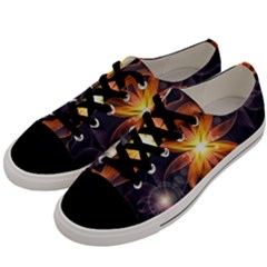 Beautiful Orange Star Lily Fractal Flower At Night Men s Low Top Canvas Sneakers by jayaprime