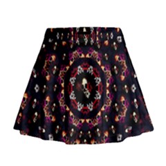 Floral Skulls In The Darkest Environment Mini Flare Skirt by pepitasart