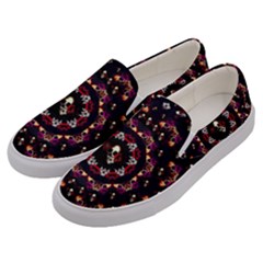 Floral Skulls In The Darkest Environment Men s Canvas Slip Ons