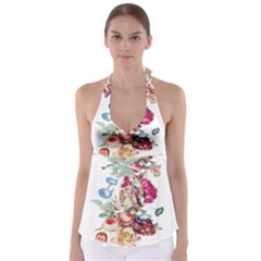 Fleur Vintage Floral Painting Babydoll Tankini Top by Celenk