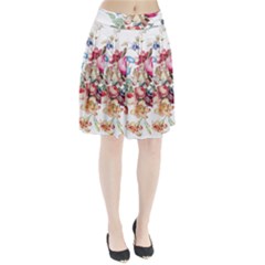 Fleur Vintage Floral Painting Pleated Skirt by Celenk