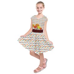 Colorful Autumn Fall Warm Winter Kids  Short Sleeve Dress by PattyVilleDesigns