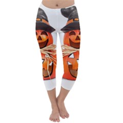 Funny Halloween Pumpkins Capri Winter Leggings 