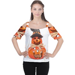 Funny Halloween Pumpkins Cutout Shoulder Tee