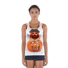 Funny Halloween Pumpkins Sport Tank Top  by gothicandhalloweenstore