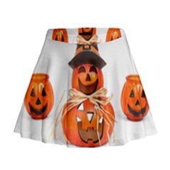 Funny Halloween Pumpkins Mini Flare Skirt by gothicandhalloweenstore