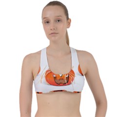 Funny Halloween Pumpkins Criss Cross Racerback Sports Bra by gothicandhalloweenstore