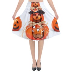 Funny Halloween Pumpkins Flared Midi Skirt