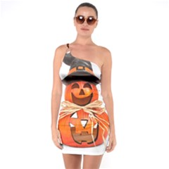 Funny Halloween Pumpkins One Soulder Bodycon Dress by gothicandhalloweenstore