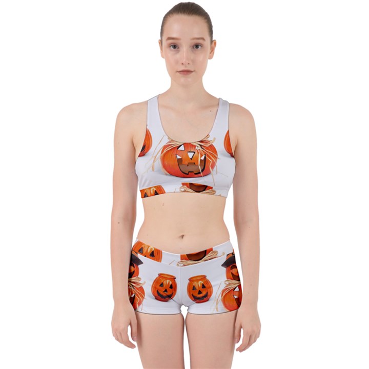 Funny Halloween Pumpkins Work It Out Sports Bra Set