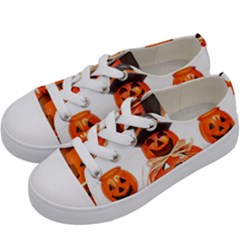 Funny Halloween Pumpkins Kids  Low Top Canvas Sneakers by gothicandhalloweenstore