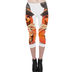 Funny Halloween Pumpkins Capri Leggings  by gothicandhalloweenstore