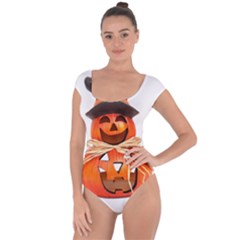 Funny Halloween Pumpkins Short Sleeve Leotard  by gothicandhalloweenstore