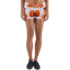 Funny Halloween Pumpkins Yoga Shorts by gothicandhalloweenstore