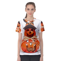 Funny Halloween Pumpkins Women s Sport Mesh Tee