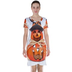 Funny Halloween Pumpkins Short Sleeve Nightdress