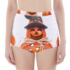 Funny Halloween Pumpkins High-waisted Bikini Bottoms by gothicandhalloweenstore