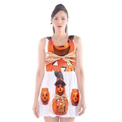 Funny Halloween Pumpkins Scoop Neck Skater Dress by gothicandhalloweenstore