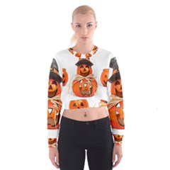 Funny Halloween Pumpkins Cropped Sweatshirt