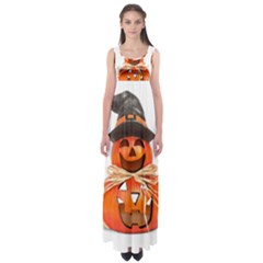 Funny Halloween Pumpkins Empire Waist Maxi Dress