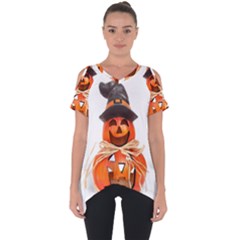 Funny Halloween Pumpkins Cut Out Side Drop Tee by gothicandhalloweenstore