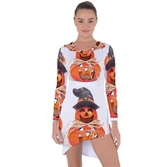 Funny Halloween Pumpkins Asymmetric Cut-out Shift Dress by gothicandhalloweenstore