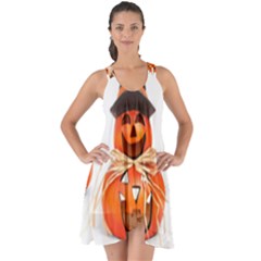 Funny Halloween Pumpkins Show Some Back Chiffon Dress