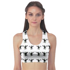 Floral Monkey With Hairstyle Sports Bra by pepitasart