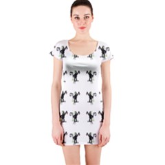 Floral Monkey With Hairstyle Short Sleeve Bodycon Dress by pepitasart