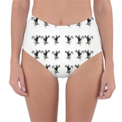 Floral Monkey With Hairstyle Reversible High-waist Bikini Bottoms by pepitasart