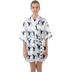 Floral Monkey With Hairstyle Quarter Sleeve Kimono Robe by pepitasart