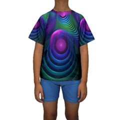 Beautiful Rainbow Marble Fractals In Hyperspace Kids  Short Sleeve Swimwear by jayaprime