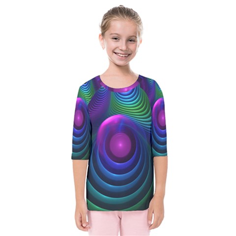 Beautiful Rainbow Marble Fractals In Hyperspace Kids  Quarter Sleeve Raglan Tee by jayaprime