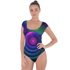 Beautiful Rainbow Marble Fractals In Hyperspace Short Sleeve Leotard  by jayaprime