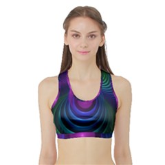 Beautiful Rainbow Marble Fractals In Hyperspace Sports Bra With Border by jayaprime