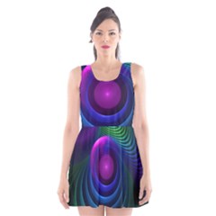 Beautiful Rainbow Marble Fractals In Hyperspace Scoop Neck Skater Dress by jayaprime