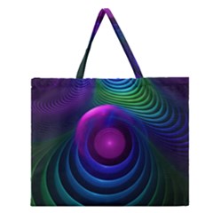 Beautiful Rainbow Marble Fractals In Hyperspace Zipper Large Tote Bag by jayaprime