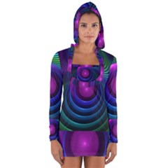 Beautiful Rainbow Marble Fractals In Hyperspace Long Sleeve Hooded T-shirt by jayaprime