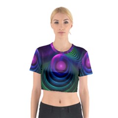 Beautiful Rainbow Marble Fractals In Hyperspace Cotton Crop Top by jayaprime