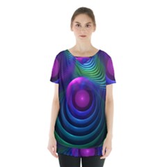 Beautiful Rainbow Marble Fractals In Hyperspace Skirt Hem Sports Top by jayaprime