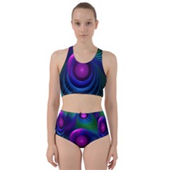 Beautiful Rainbow Marble Fractals In Hyperspace Racer Back Bikini Set by jayaprime