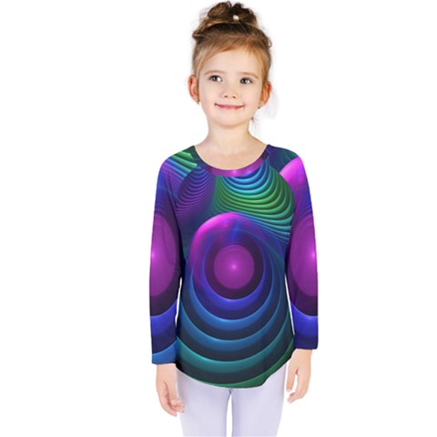 Beautiful Rainbow Marble Fractals In Hyperspace Kids  Long Sleeve Tee by jayaprime