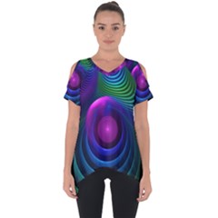 Beautiful Rainbow Marble Fractals In Hyperspace Cut Out Side Drop Tee by jayaprime