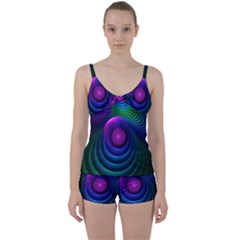 Beautiful Rainbow Marble Fractals In Hyperspace Tie Front Two Piece Tankini