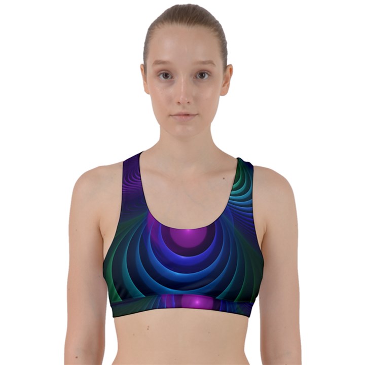 Beautiful Rainbow Marble Fractals in Hyperspace Back Weave Sports Bra