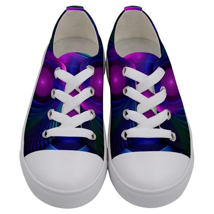 Beautiful Rainbow Marble Fractals in Hyperspace Kids  Low Top Canvas Sneakers