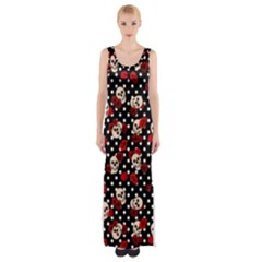 Skulls And Roses Maxi Thigh Split Dress