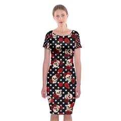 Skulls And Roses Classic Short Sleeve Midi Dress by Valentinaart